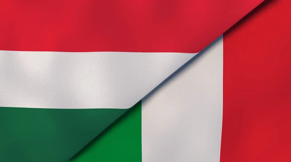 Флаги Двух Государств Венгрии Италии Высококачественный Бизнес Фон Иллюстрация — стоковое фото