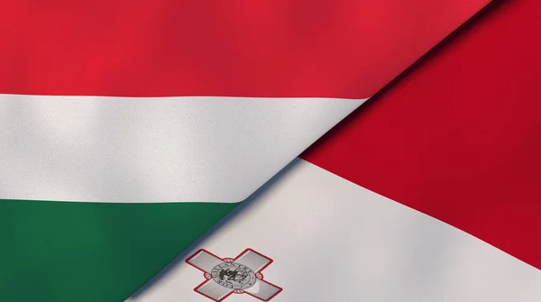 Dos Estados Banderas Hungría Malta Fondo Negocio Alta Calidad Ilustración —  Fotos de Stock