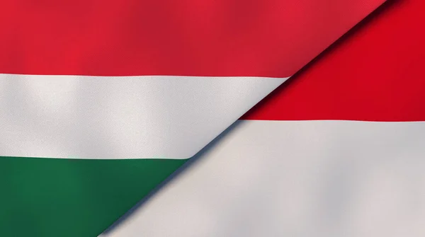 Флаги Двух Штатов Венгрии Монако Высококачественный Бизнес Фон Иллюстрация — стоковое фото