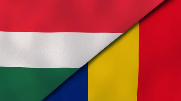 Δύο Κράτη Σημαίες Της Ουγγαρίας Και Της Ρουμανίας Επαγγελματικό Υπόβαθρο — Φωτογραφία Αρχείου
