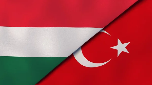 Dos Estados Banderas Hungría Turquía Fondo Negocio Alta Calidad Ilustración — Foto de Stock