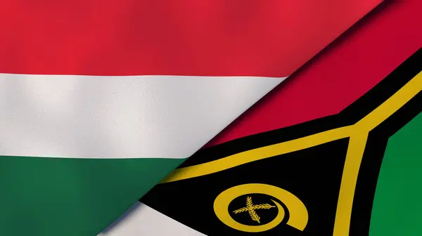 Флаги Двух Штатов Венгрии Вануату Высококачественный Бизнес Фон Иллюстрация — стоковое фото