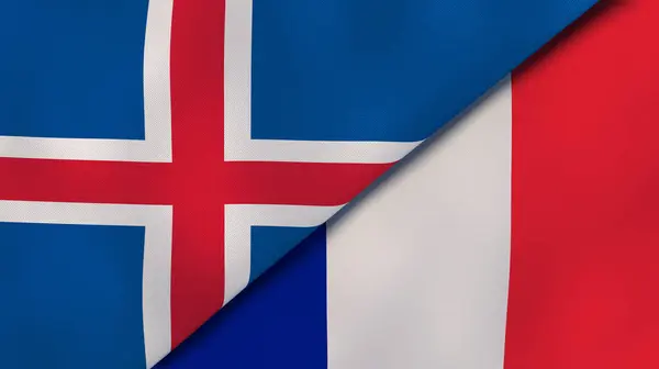 Dos Estados Banderas Islandia Francia Fondo Negocio Alta Calidad Ilustración —  Fotos de Stock