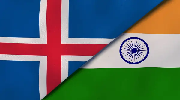 Dois Estados Bandeiras Islândia Índia Fundo Negócios Alta Qualidade Ilustração — Fotografia de Stock