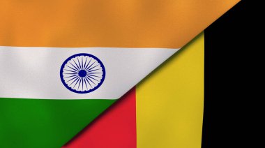 Hindistan ve Belçika 'nın iki bayrağı. Kaliteli bir iş geçmişi. 3d illüstrasyon