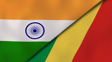 Hindistan ve Kongo 'nun iki bayrağı. Kaliteli bir iş geçmişi. 3d illüstrasyon