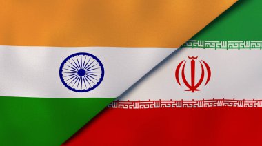 Hindistan ve İran 'ın iki bayrağı. Kaliteli bir iş geçmişi. 3d illüstrasyon
