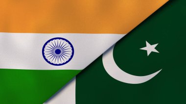 Hindistan ve Pakistan 'ın iki bayrağı. Kaliteli bir iş geçmişi. 3d illüstrasyon