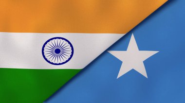Hindistan ve Somali 'nin iki bayrağı. Kaliteli bir iş geçmişi. 3d illüstrasyon