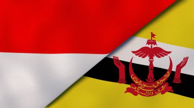 Endonezya ve Brunei 'nin iki bayrağı. Kaliteli bir iş geçmişi. 3d illüstrasyon