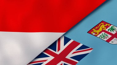 Endonezya ve Fiji 'nin iki bayrağı. Kaliteli bir iş geçmişi. 3d illüstrasyon