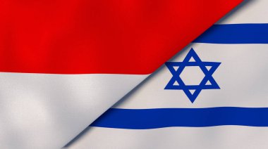 Endonezya ve İsrail 'in iki bayrağı. Kaliteli bir iş geçmişi. 3d illüstrasyon