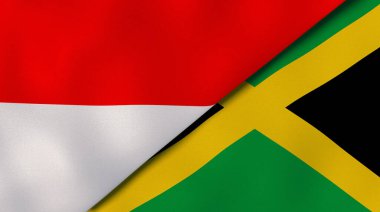 İki Endonezya ve Jamaika bayrağı. Kaliteli bir iş geçmişi. 3d illüstrasyon