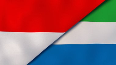 İki Endonezya bayrağı ve Sierra Leone. Kaliteli bir iş geçmişi. 3d illüstrasyon