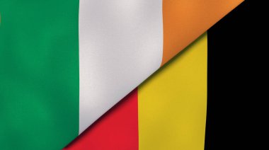 İrlanda ve Belçika 'nın iki bayrağı. Kaliteli bir iş geçmişi. 3d illüstrasyon