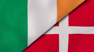 İrlanda ve Danimarka 'nın iki bayrağı. Kaliteli bir iş geçmişi. 3d illüstrasyon