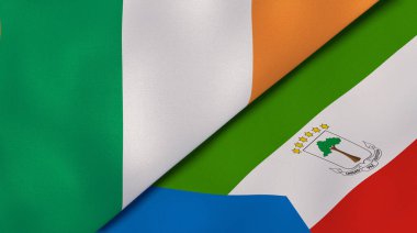 İrlanda ve Ekvator Ginesi 'nin iki bayrağı. Kaliteli bir iş geçmişi. 3d illüstrasyon