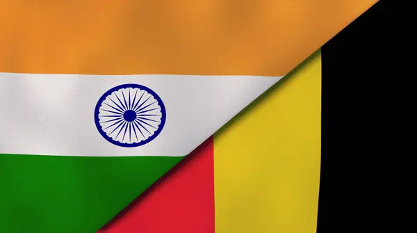 Due Stati Bandiere India Belgio Contesto Aziendale Alta Qualità Illustrazione — Foto Stock