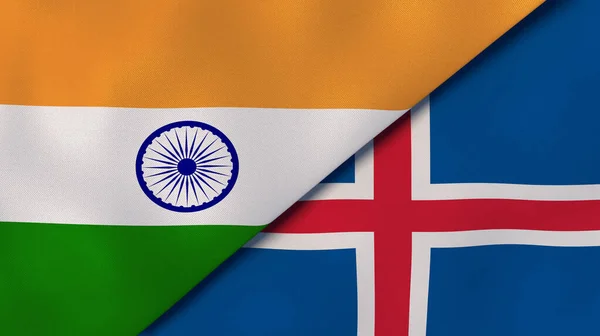 Dois Estados Bandeiras Índia Islândia Fundo Negócios Alta Qualidade Ilustração — Fotografia de Stock