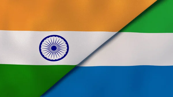 Δύο Σημαίες Της Ινδίας Και Της Σιέρα Λεόνε Επαγγελματικό Υπόβαθρο — Φωτογραφία Αρχείου
