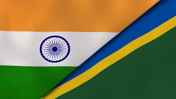 Twee Staten Vlaggen Van India Salomonseilanden Hoge Kwaliteit Zakelijke Achtergrond — Stockfoto