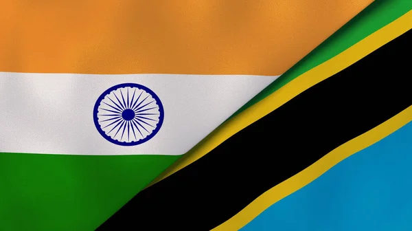 Dos Estados Banderas India Tanzania Fondo Negocio Alta Calidad Ilustración — Foto de Stock