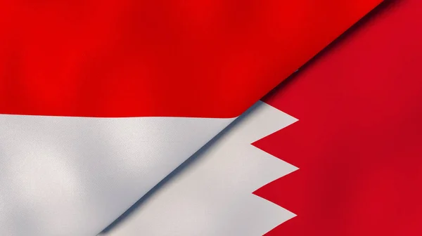 Twee Staten Vlaggen Van Indonesië Bahrein Hoge Kwaliteit Zakelijke Achtergrond — Stockfoto