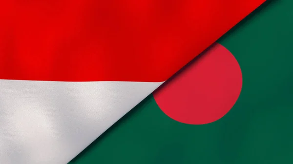 Due Stati Bandiere Indonesia Bangladesh Contesto Aziendale Alta Qualità Illustrazione — Foto Stock