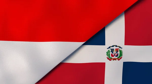 Флаги Двух Штатов Индонезии Доминиканской Республики Высококачественный Бизнес Фон Иллюстрация — стоковое фото