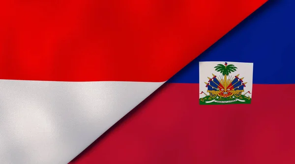 Dvě Vlajky Indonésie Haiti Vysoce Kvalitní Obchodní Zázemí Ilustrace — Stock fotografie