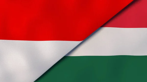 Δύο Πολιτείες Σημαίες Της Ινδονησίας Και Της Ουγγαρίας Επαγγελματικό Υπόβαθρο — Φωτογραφία Αρχείου