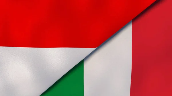 Deux États Drapeaux Indonésie Italie Une Expérience Professionnelle Haute Qualité — Photo