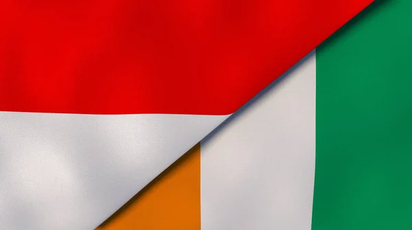 Two States Flags Indonesia Ivory Coast High Quality Business Background — Stock Photo, Image