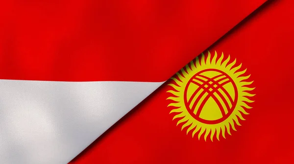 インドネシアとキルギスの2つの州旗 高品質のビジネス背景 3Dイラスト — ストック写真