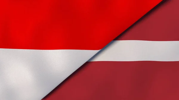 Två Stater Flaggar Indonesien Och Lettland Hög Kvalitet Affärsbakgrund Illustration — Stockfoto