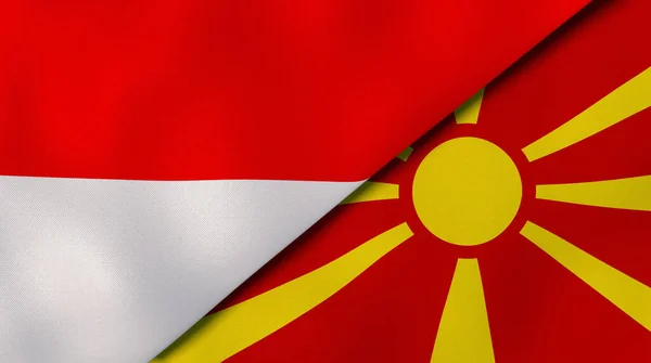 Державні Прапори Індонезії Македонії Високоякісне Ділове Минуле Ілюстрація — стокове фото
