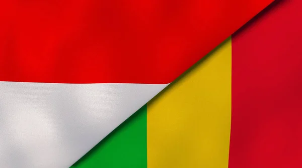 印度尼西亚和马里的两个国家的国旗 高质量的商业背景 3D说明 — 图库照片
