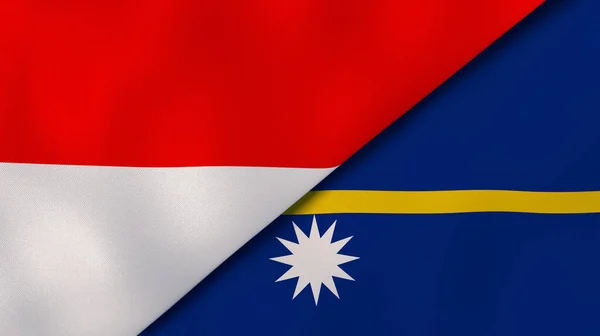 Dois Estados Bandeiras Indonésia Nauru Fundo Negócios Alta Qualidade Ilustração — Fotografia de Stock