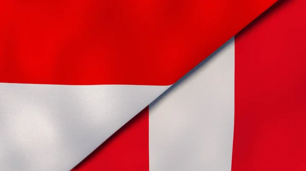 Två Stater Flaggar Indonesien Och Peru Hög Kvalitet Affärsbakgrund Illustration — Stockfoto