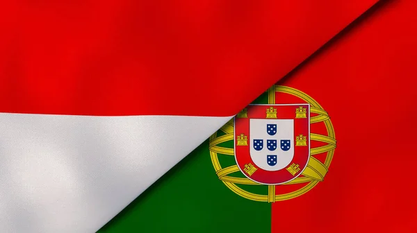Флаги Двух Государств Индонезии Португалии Высококачественный Бизнес Фон Иллюстрация — стоковое фото