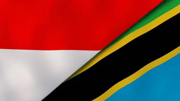 Dois Estados Bandeiras Indonésia Tanzânia Fundo Negócios Alta Qualidade Ilustração — Fotografia de Stock