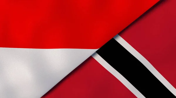 Dois Estados Bandeiras Indonésia Trinidad Tobago Fundo Negócios Alta Qualidade — Fotografia de Stock