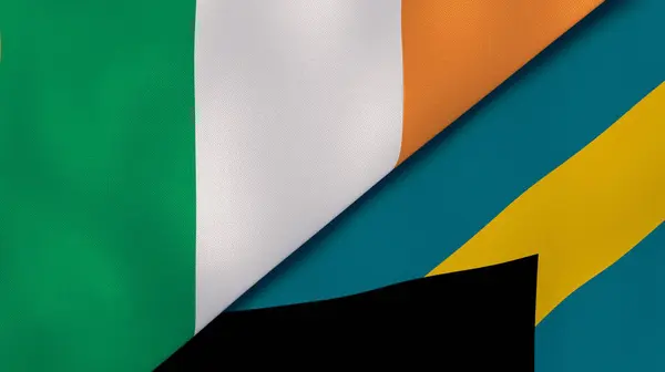 Dwa Państwa Bandery Irlandii Bahamów Wysokiej Jakości Doświadczenie Biznesowe Ilustracja — Zdjęcie stockowe