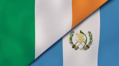 İrlanda ve Guatemala 'nın iki bayrağı. Kaliteli bir iş geçmişi. 3d illüstrasyon