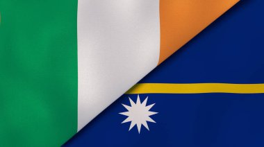 İrlanda ve Nauru 'nun iki bayrağı. Kaliteli bir iş geçmişi. 3d illüstrasyon