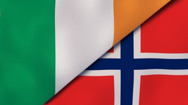 İrlanda ve Norveç 'in iki bayrağı. Kaliteli bir iş geçmişi. 3d illüstrasyon