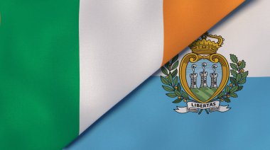 İrlanda ve San Marino 'nun iki bayrağı. Kaliteli bir iş geçmişi. 3d illüstrasyon