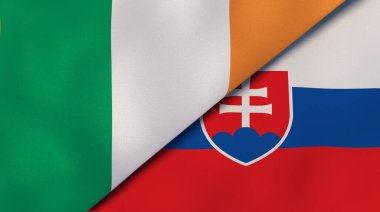 İrlanda ve Slovakya 'nın iki bayrağı. Kaliteli bir iş geçmişi. 3d illüstrasyon