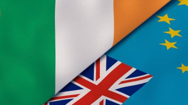 İrlanda ve Tuvalu 'nun iki bayrağı. Kaliteli bir iş geçmişi. 3d illüstrasyon