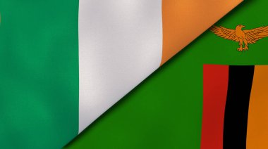 İrlanda ve Zambiya 'nın iki bayrağı. Kaliteli bir iş geçmişi. 3d illüstrasyon